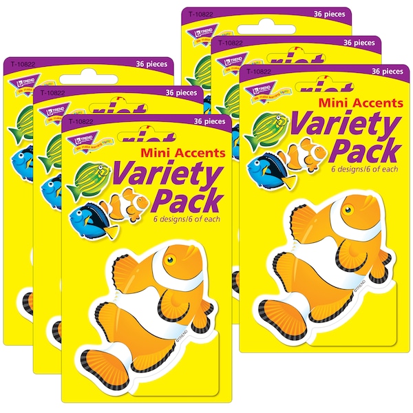 Trend Enterprises Fish Mini Accents Variety Pack, 36 Per Pack, PK6 T10822 - main